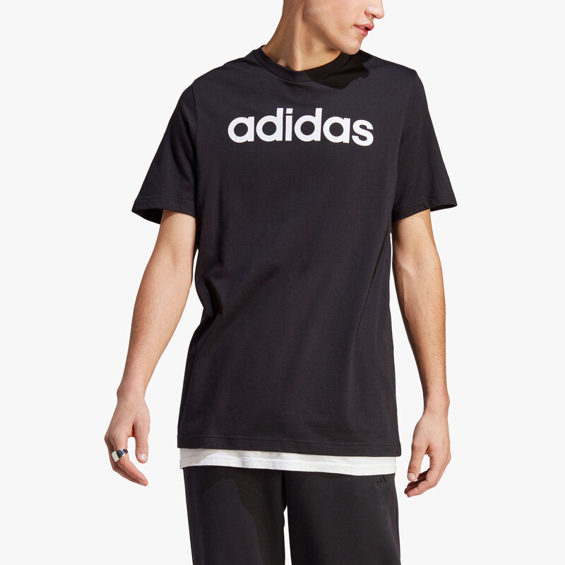 adidas Polera Essentials Single Jersey Linear Embroidered Logo, NEGRO, hi-res image number null