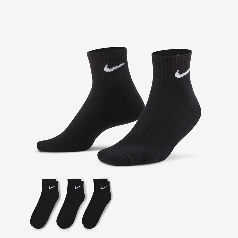 Nike Everyday Cushioned Tobilleras 3 Pares, Negro/Blanco, hi-res image number null