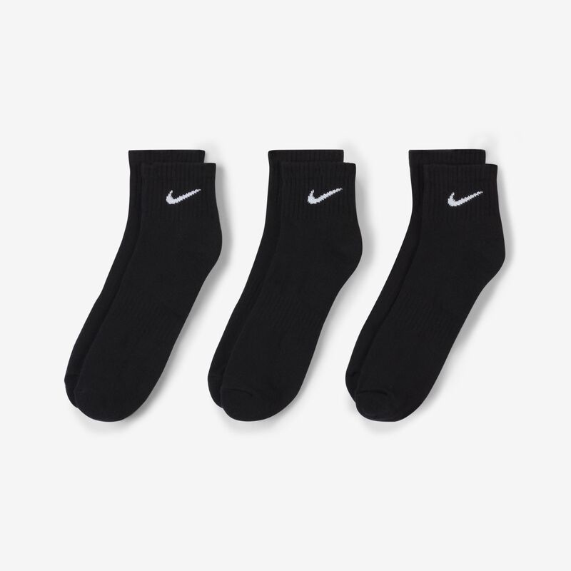 Nike Everyday Cushioned Tobilleras 3 Pares, Negro/Blanco, hi-res image number null