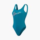 Speedo Traje de Baño Logo Deep U-Back, AZUL, hi-res