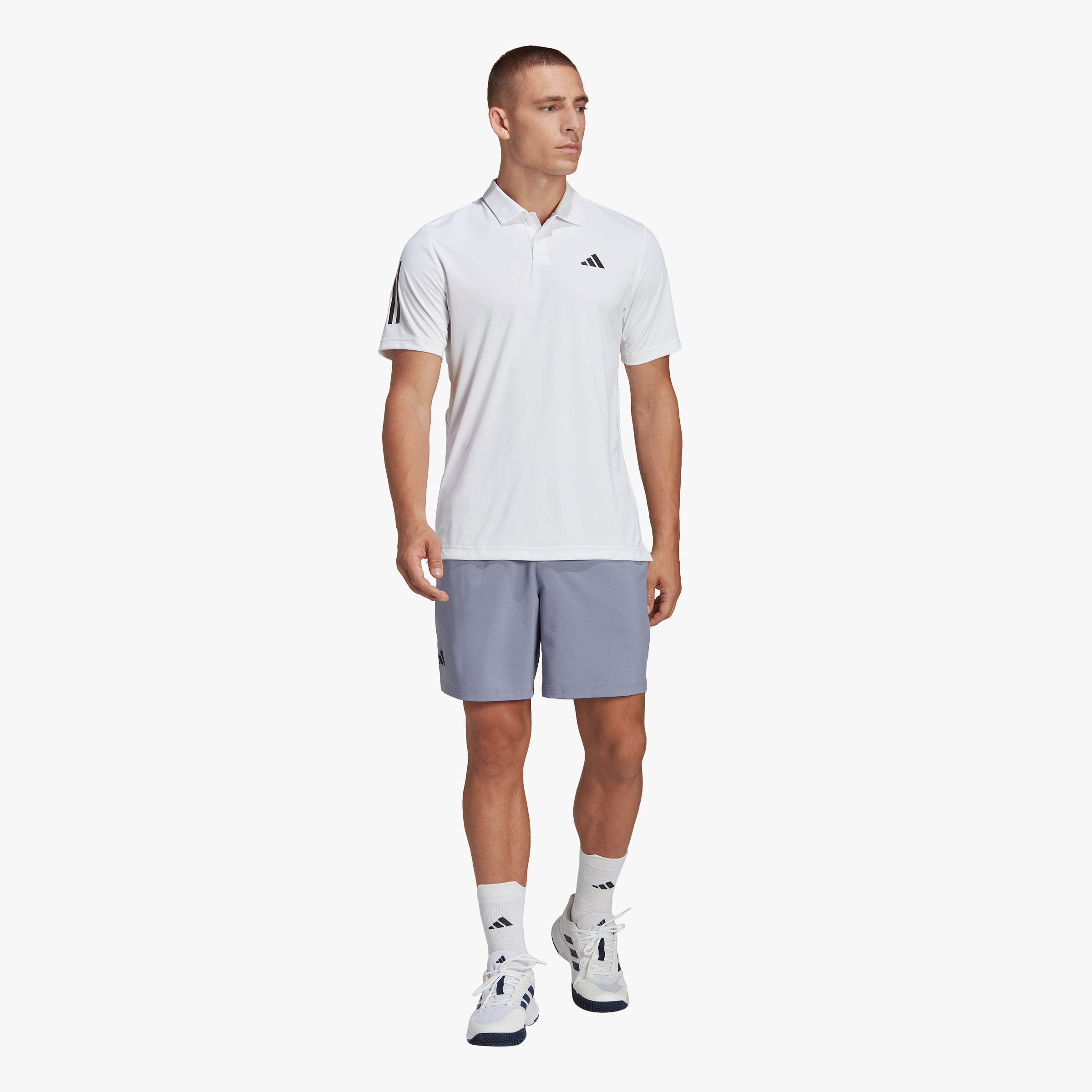 adidas Polera Club Tennis 3 bandas, BLANCO, hi-res