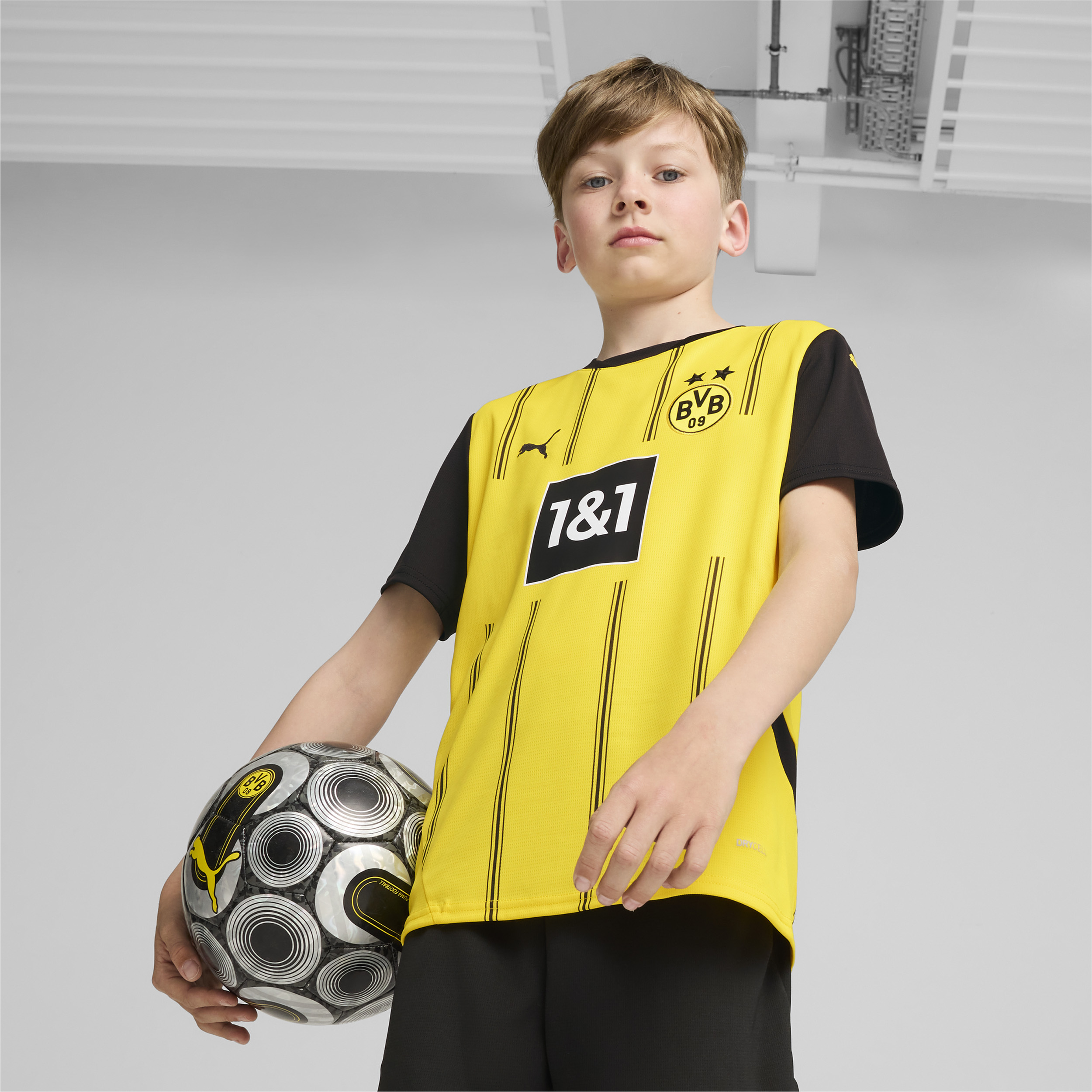 Puma Camiseta para Juniors Borussia Dortmund Réplica Local, AMARILLO, hi-res