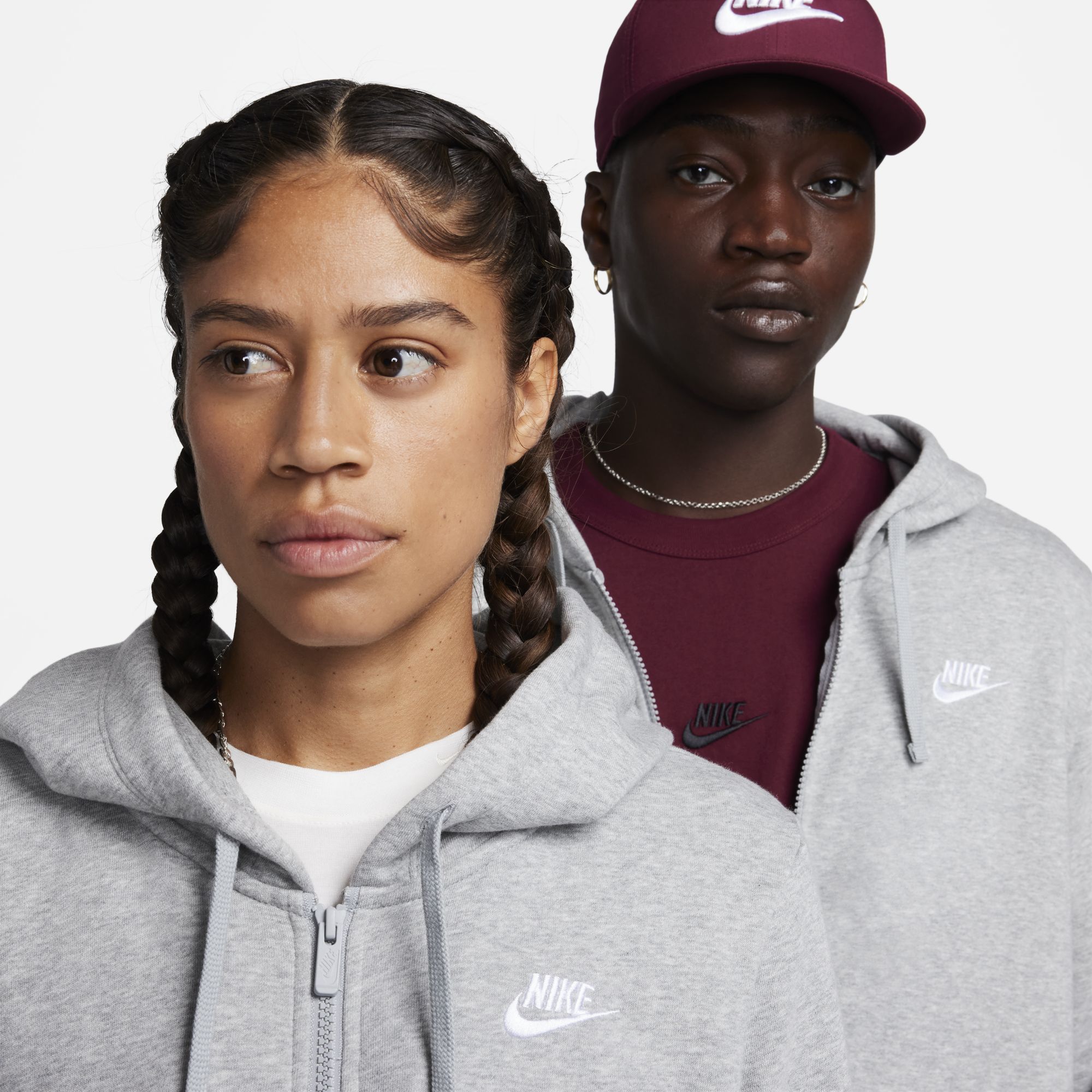 Nike Sportswear Club Fleece, Gris oscuro jaspeado/Blanco, hi-res