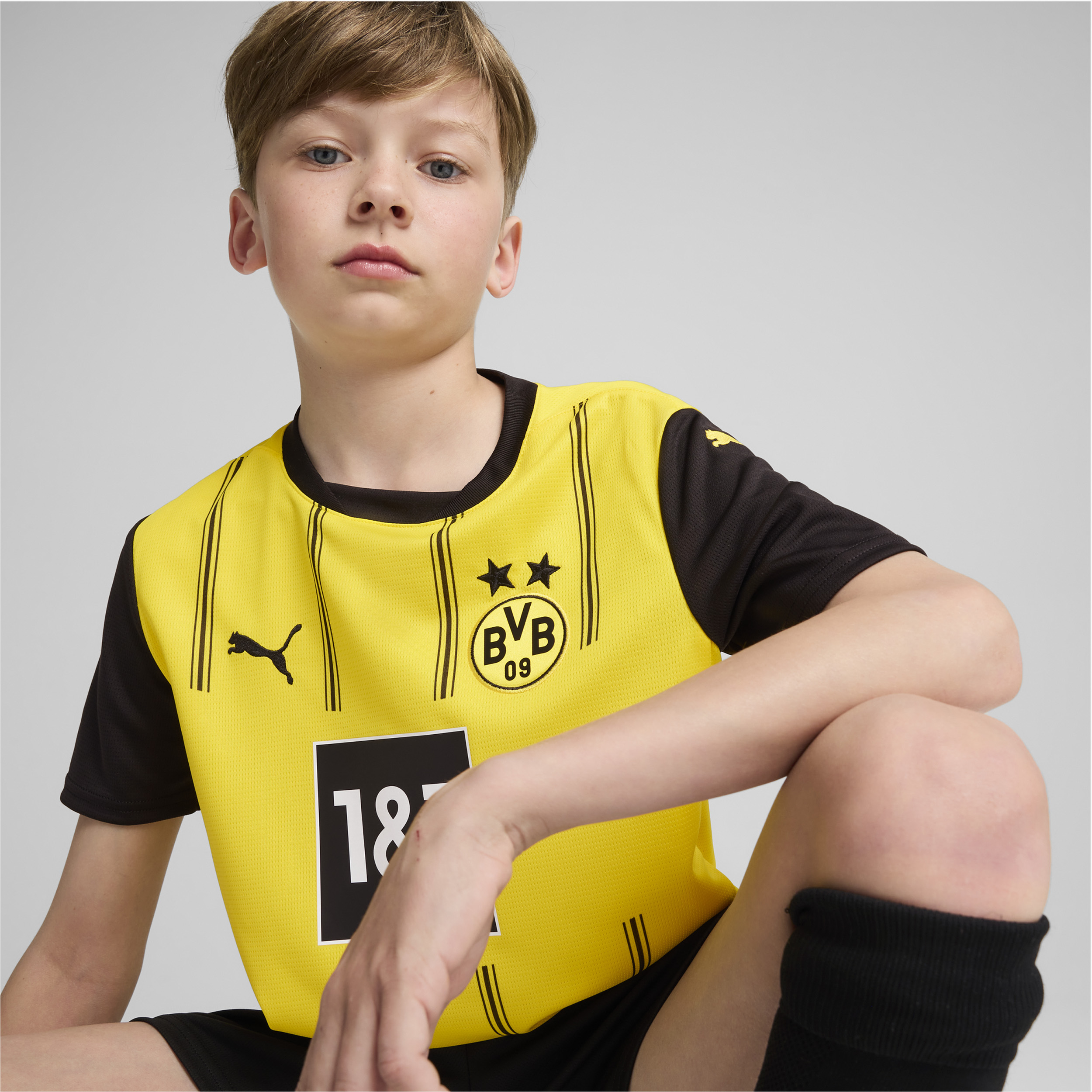 Puma Camiseta para Juniors Borussia Dortmund Réplica Local, AMARILLO, hi-res