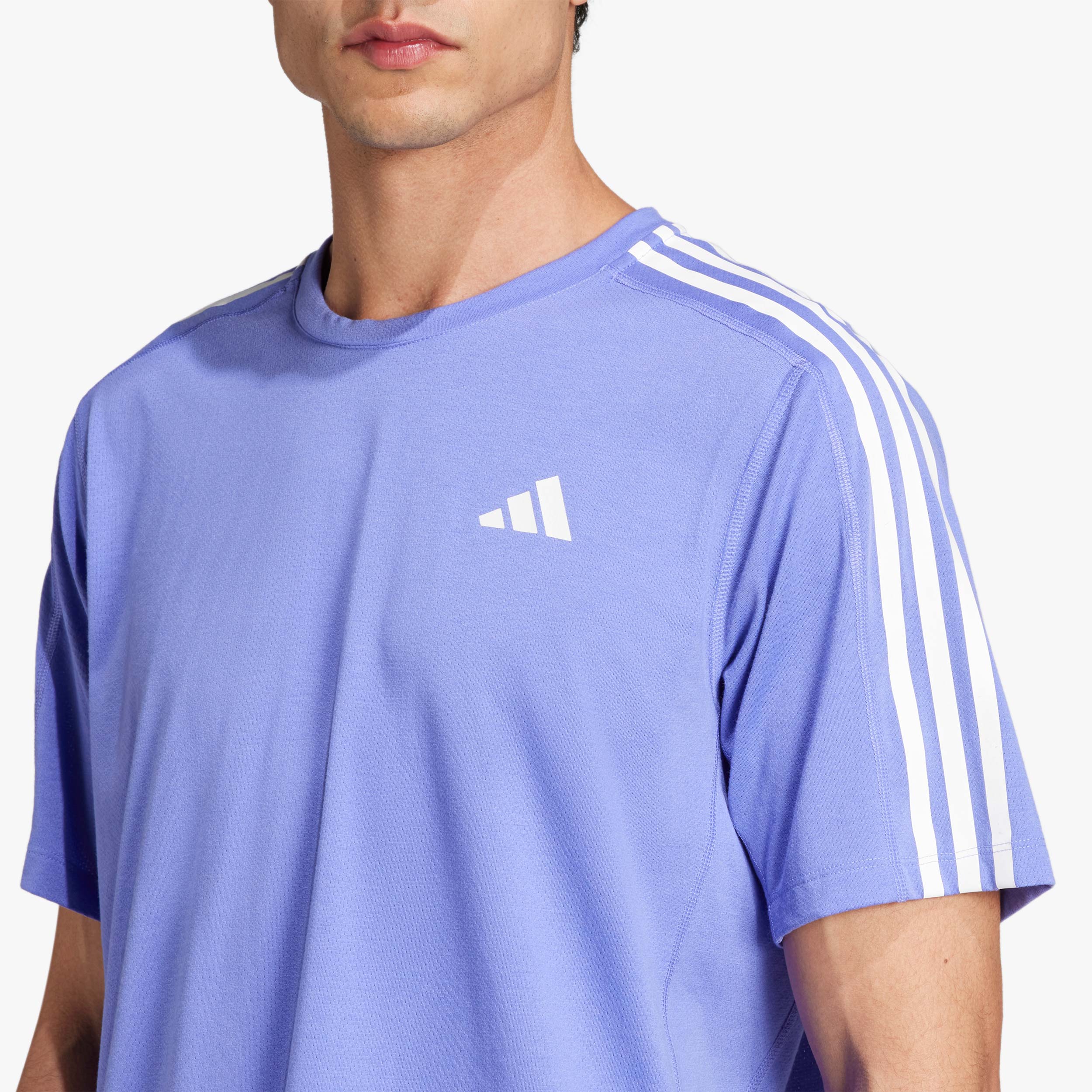 adidas Polera Own The Run 3 Bandas, AZUL, hi-res