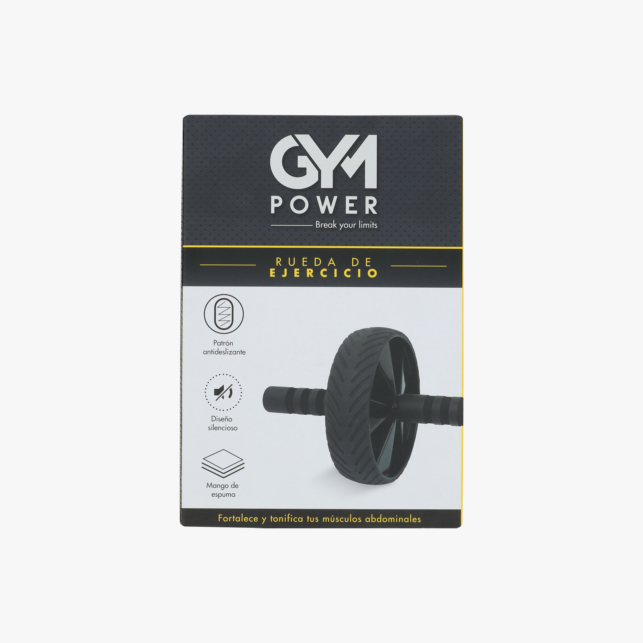 Gym Power Excercise Wheel, NEGRO, hi-res