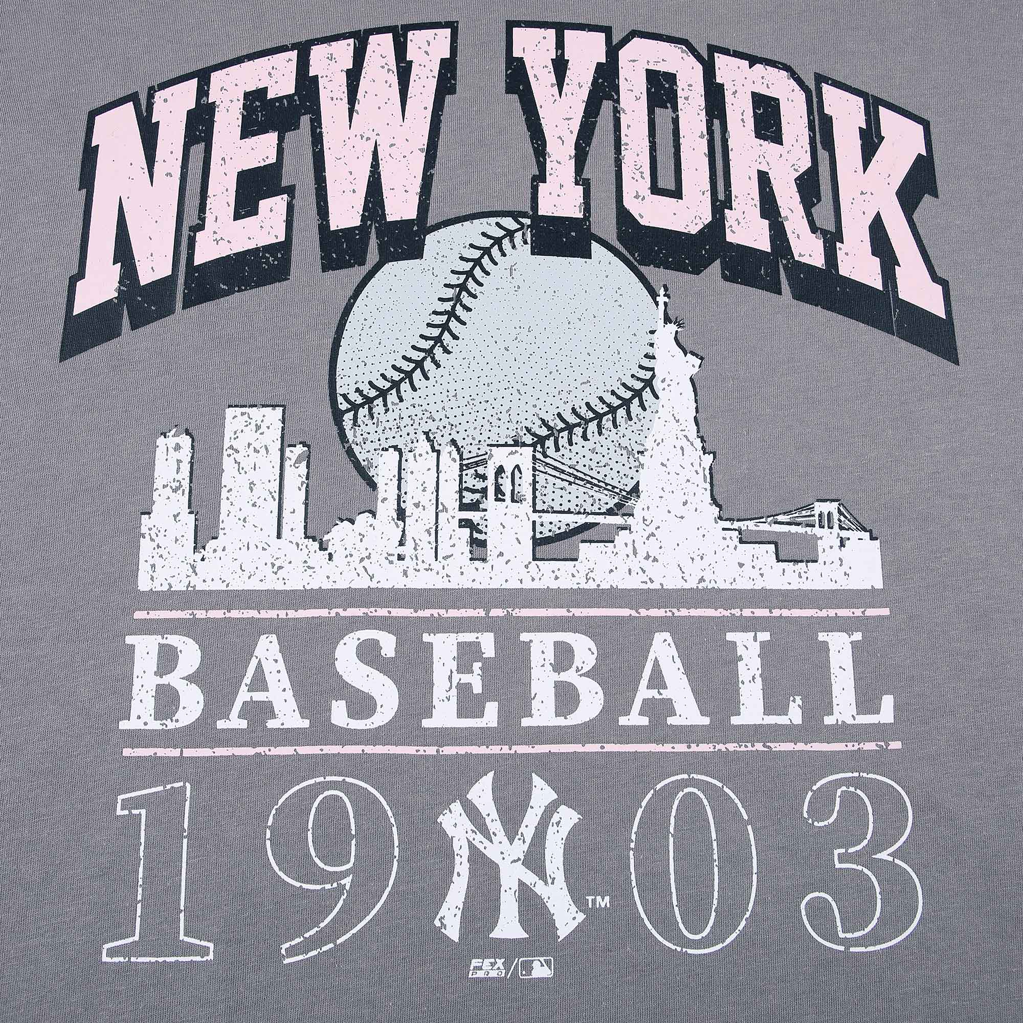 MLB Polera Vintage Graphics Collection Yankees, GRIS, hi-res