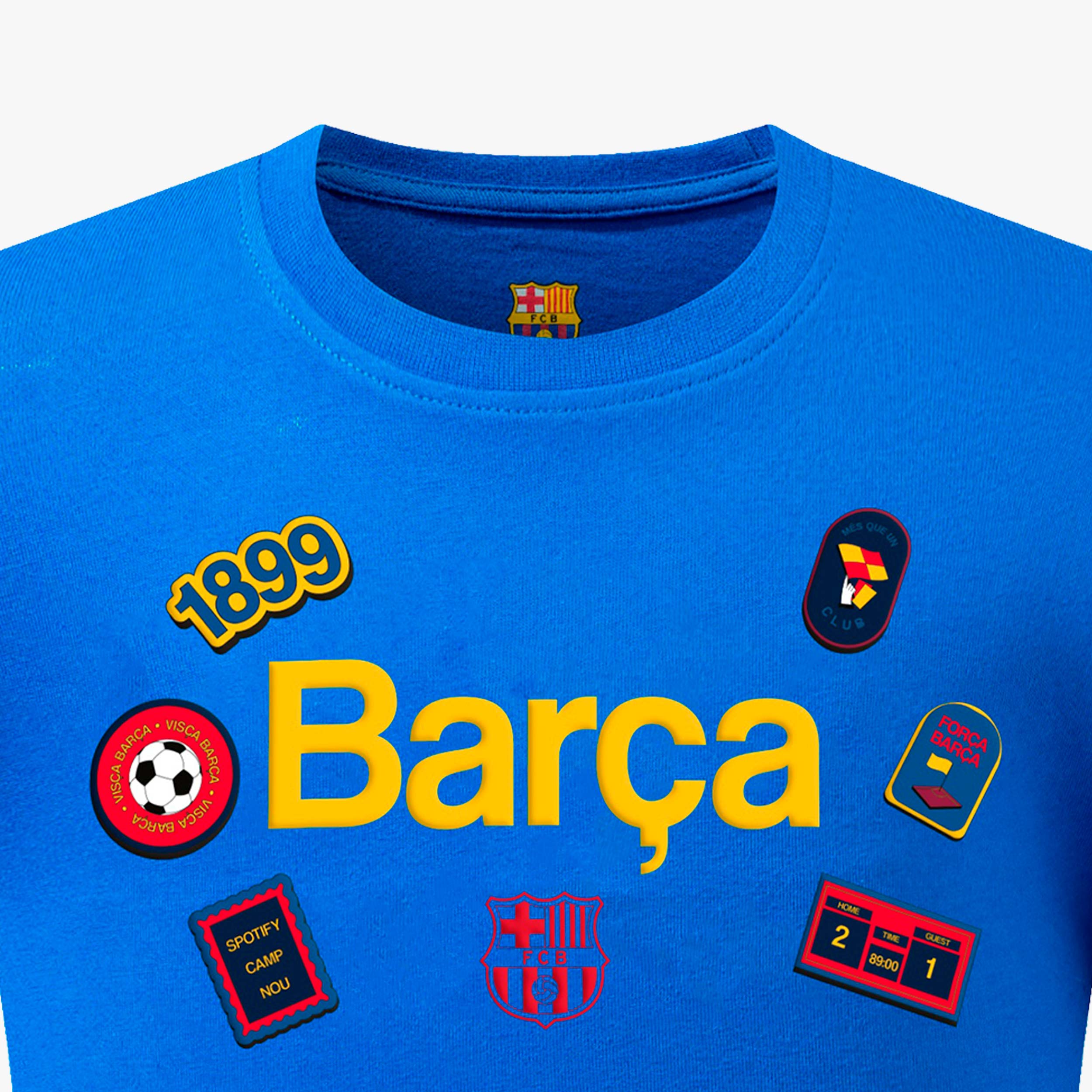 F.C. Barcelona Camiseta Patches Crew, AZUL, hi-res