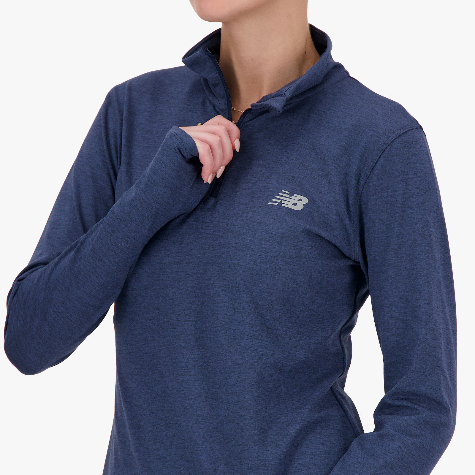 New Balance Chaqueta Space Dye 1/4 Zip, AZUL, hi-res