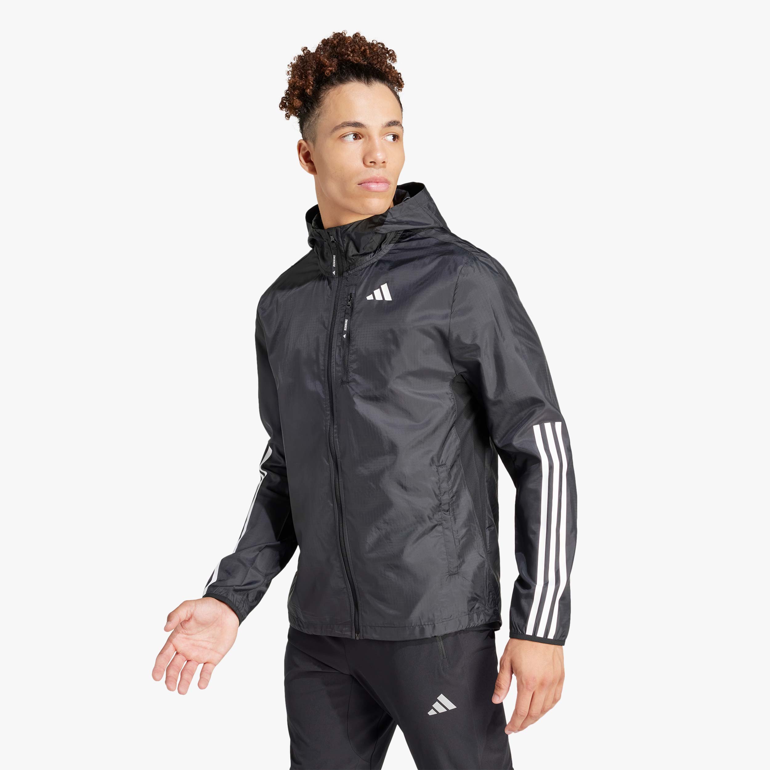 adidas Chaqueta Run De 3 Rayas, NEGRO, hi-res