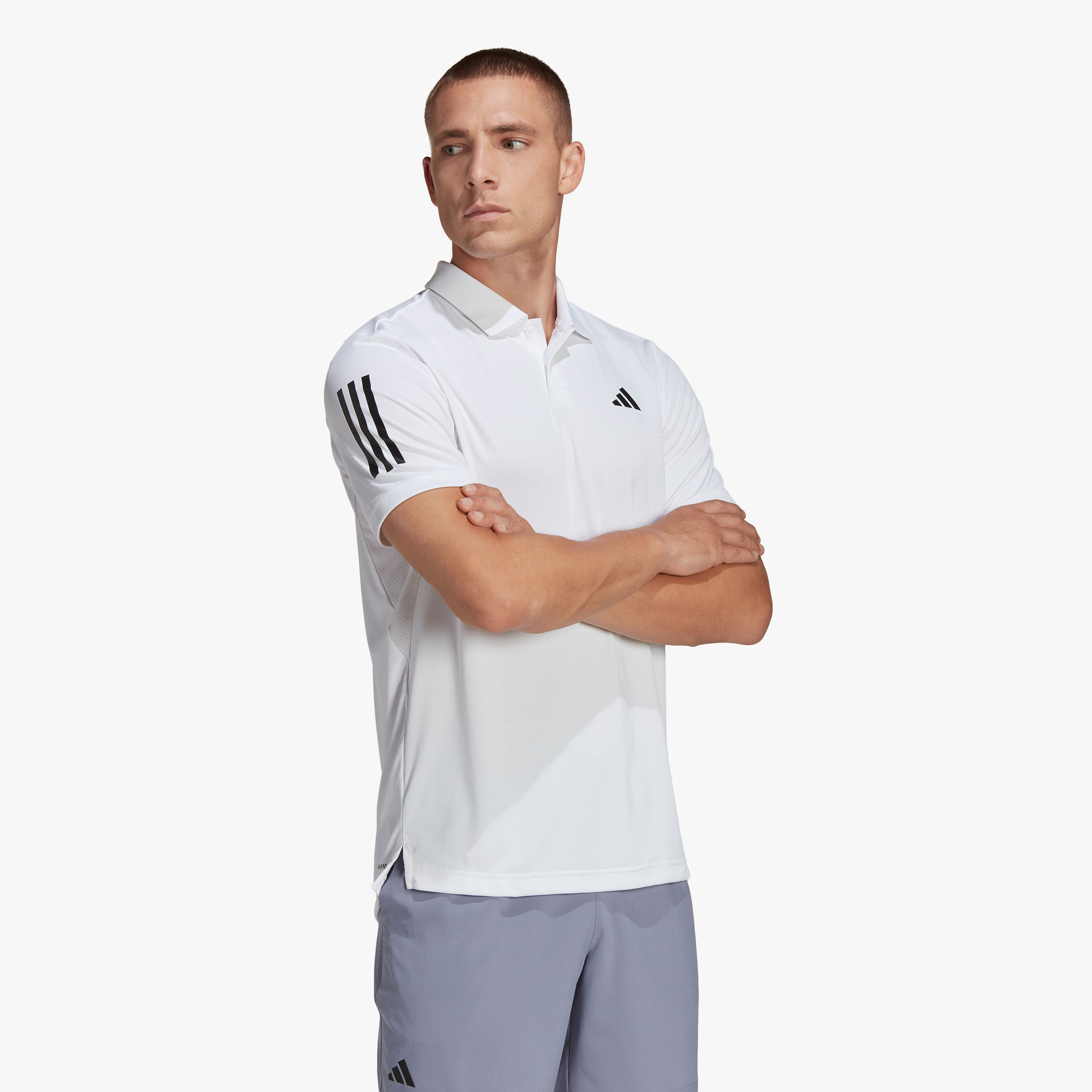 adidas Polera Club Tennis 3 bandas, BLANCO, hi-res