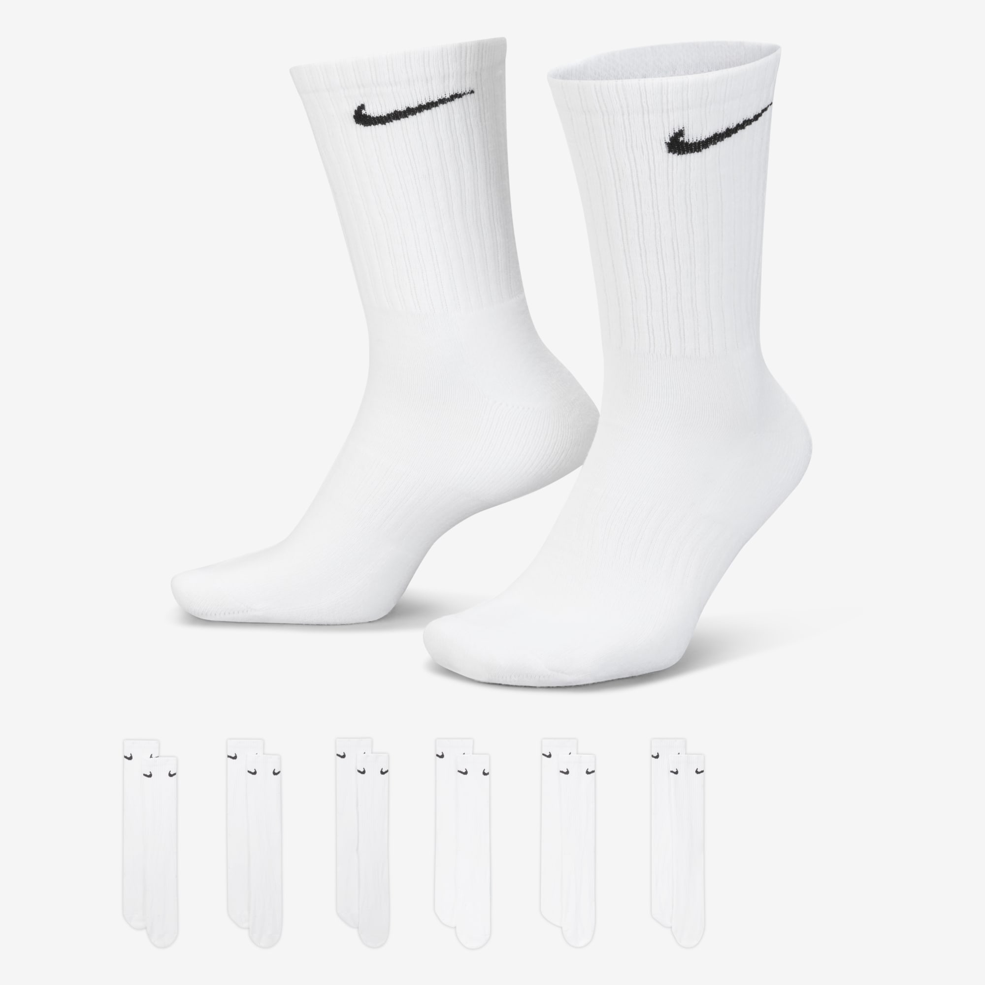 Nike Everyday Cushioned Largas 6 Pares, BLANCO, hi-res