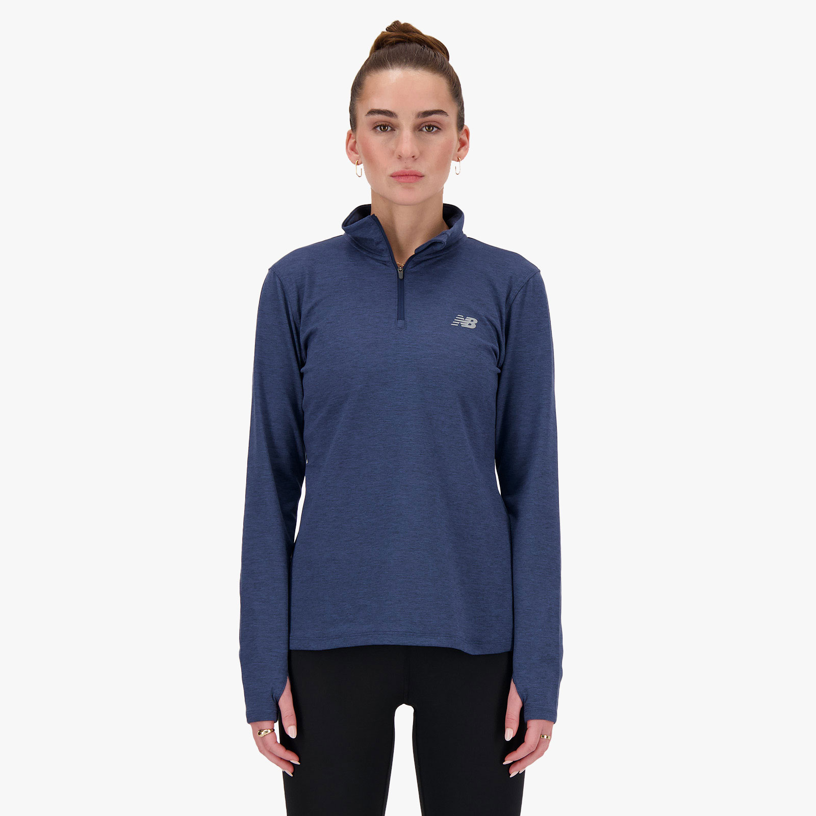 New Balance Chaqueta Space Dye 1/4 Zip, AZUL, hi-res