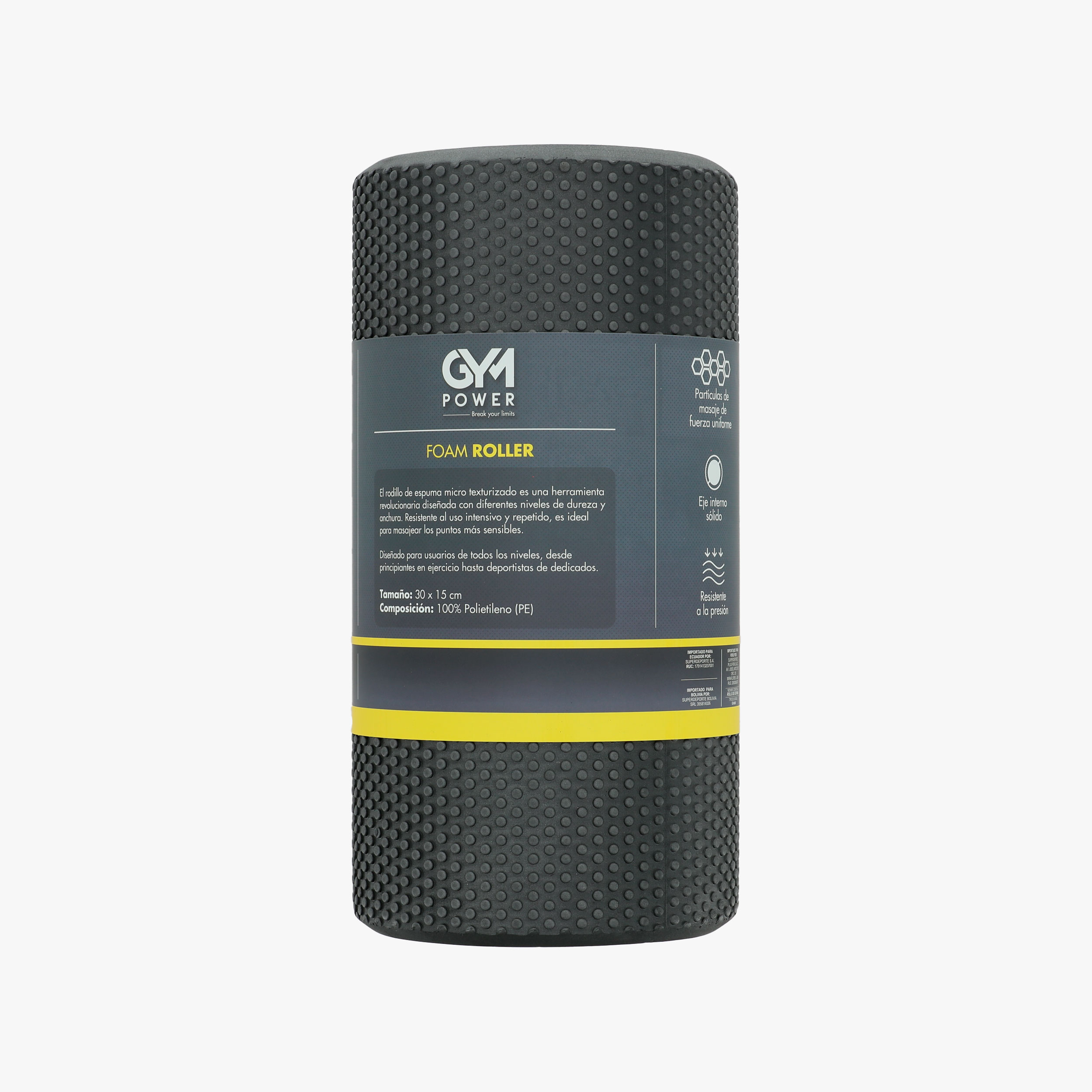 Gym Power Foam Roller 30 x 15 cm, GRIS, hi-res