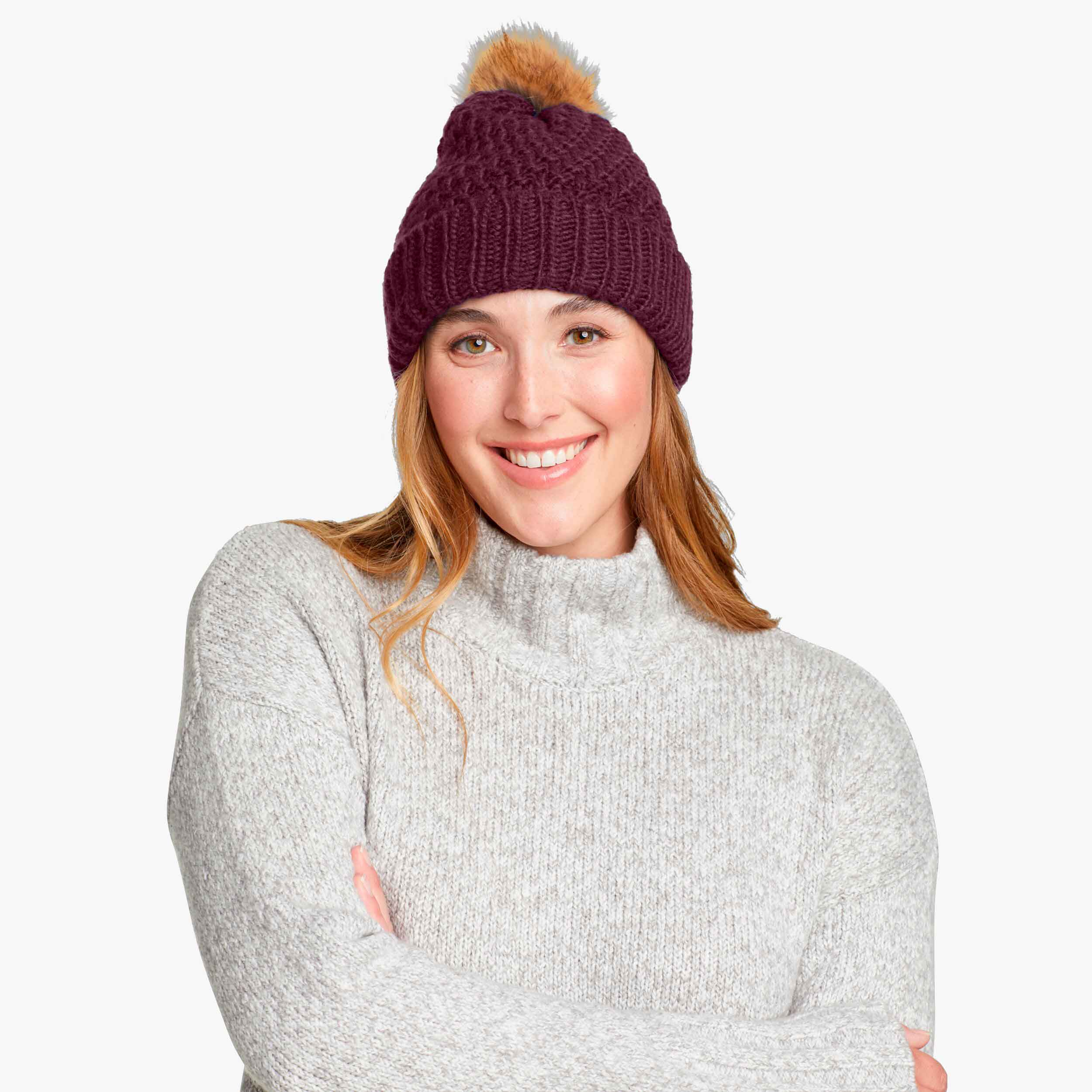 Eddie Bauer Cabin Faux Fur Pom Beanie, SURTIDO, hi-res