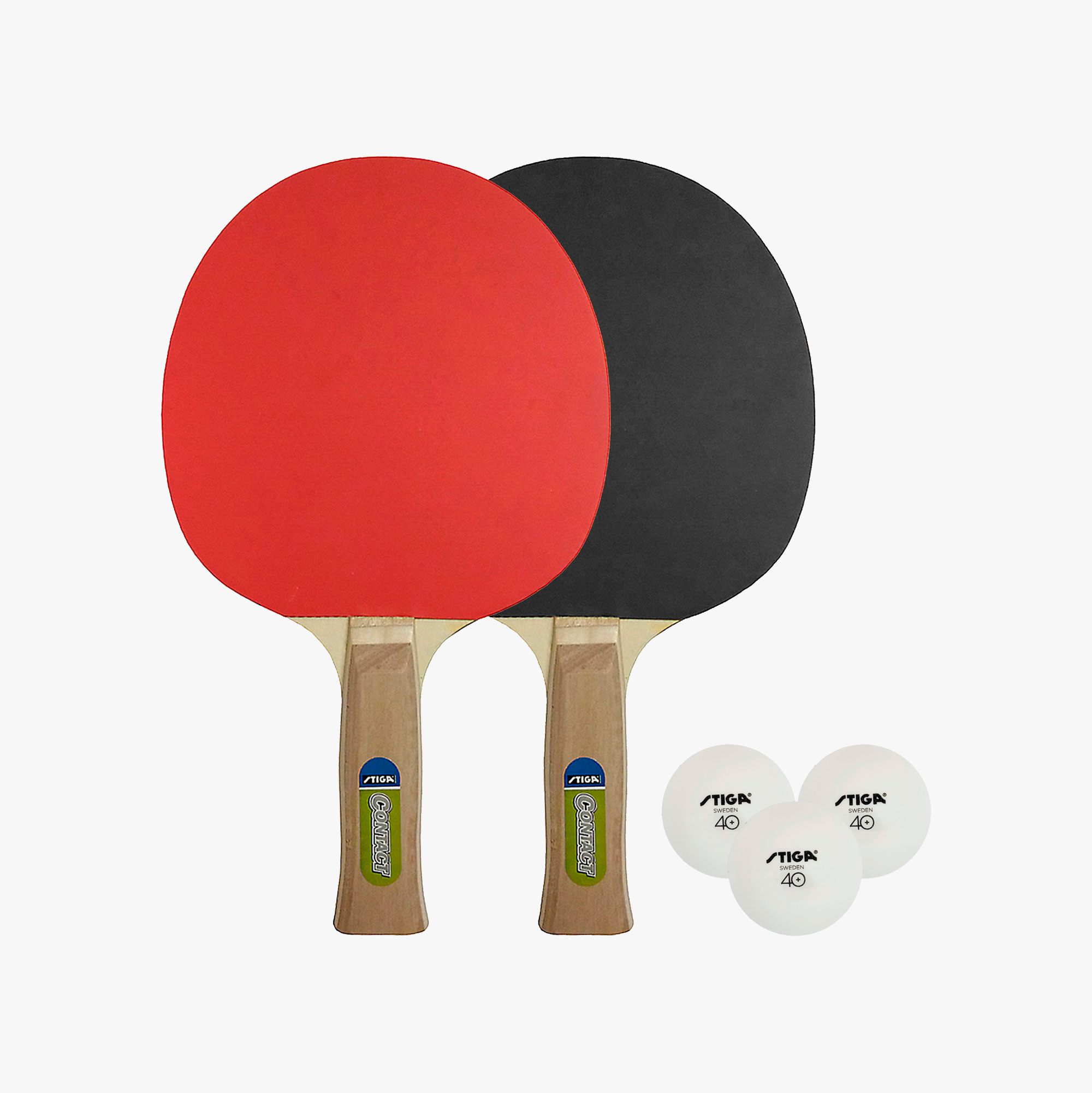 Stiga Set de Ping Pong Contact (2 paletas + 3 pelotas), ROJO, hi-res