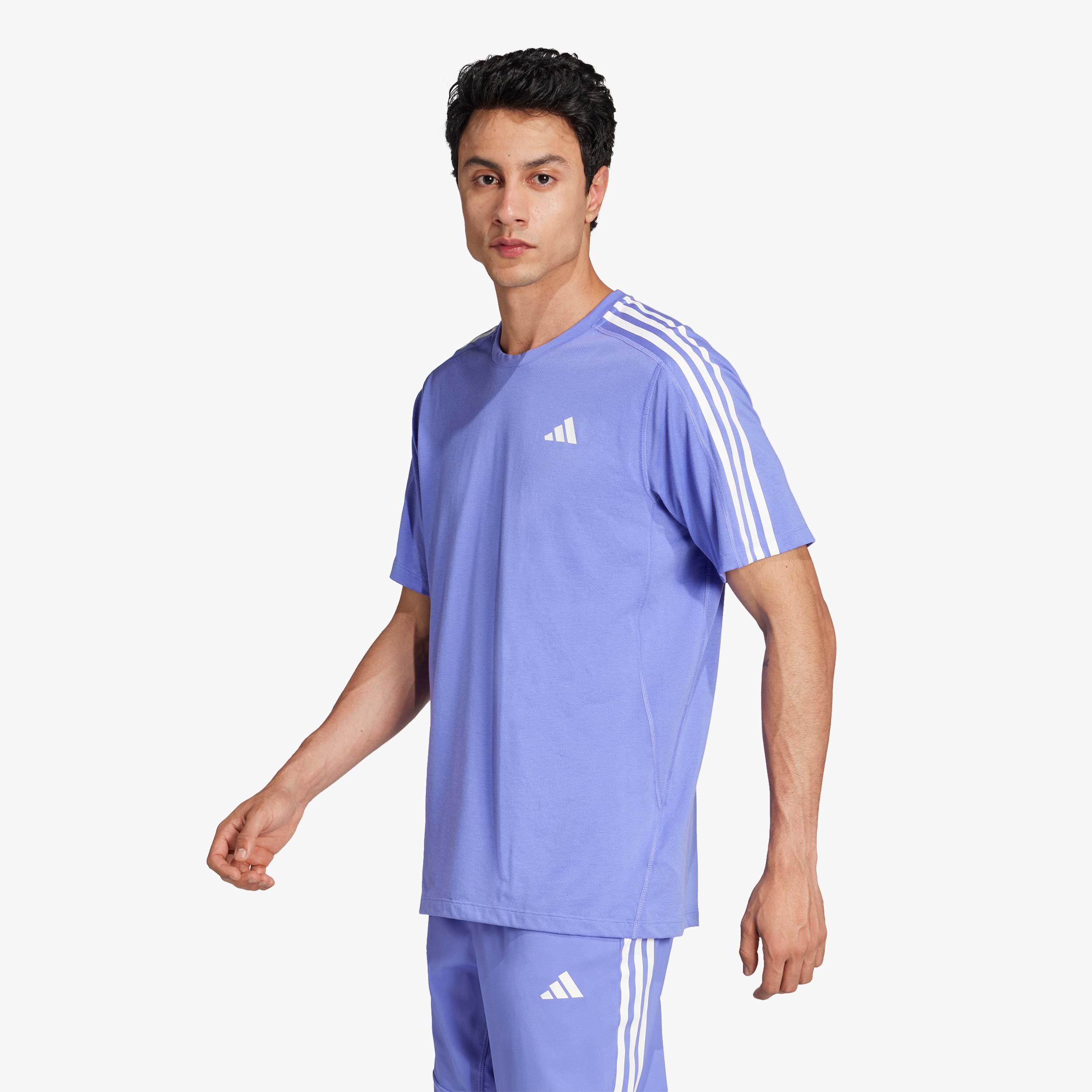 adidas Polera Own The Run 3 Bandas, AZUL, hi-res